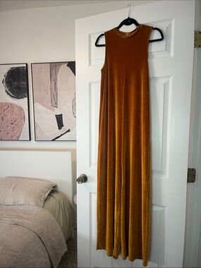 Zara Mustard to Burnt Orange Velvet Jumpsuit
